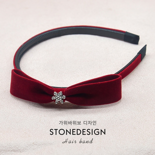 儿童发饰红色丝绒雪花发箍女童蝴蝶结跨年喜庆头箍洋气新年头饰女