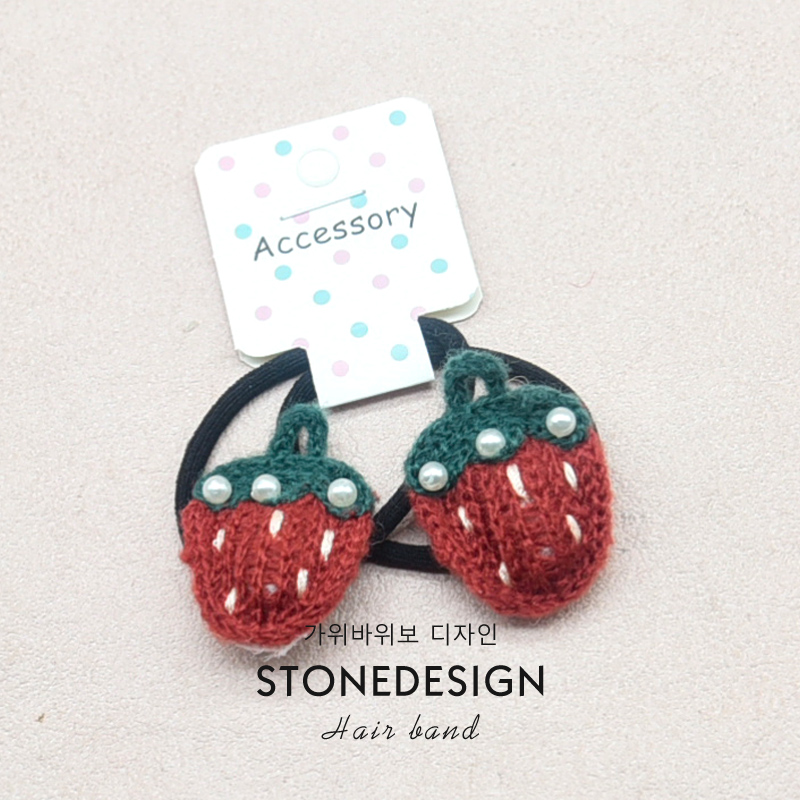 韩系可爱甜美珍珠草莓儿童头绳女童红色新年扎发发圈发绳皮筋头饰
