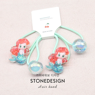 儿童艾莎美人鱼公主绕绕头绳女童高弹力发绳扎高马尾皮筋发圈发饰