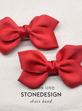 儿童韩系红色甜美可爱蝴蝶结发夹女童侧边刘海夹子碎发发卡发饰女