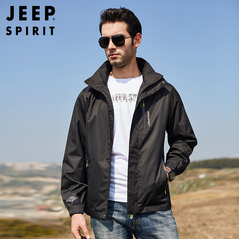 JEEP/吉普春季外套男新款青年韩版潮流休闲春装连帽男士夹克