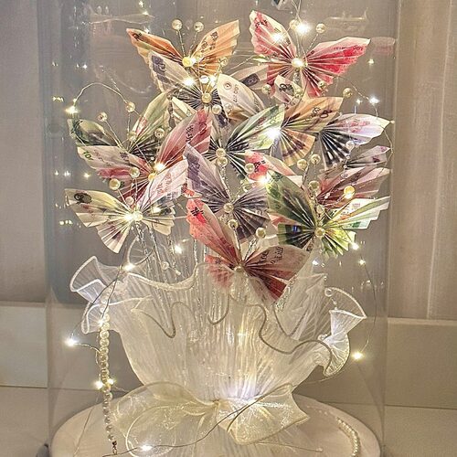 生日礼物蝴蝶有钱花花束DIY
