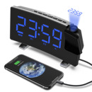 USB充电常亮投影钟 2022 新款 收音机闹钟 曲面大屏幕座钟