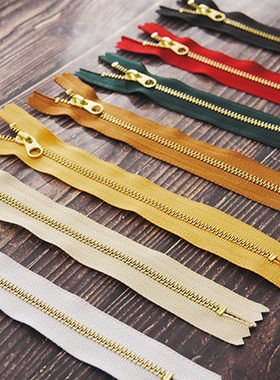 皮匠老王 YKK3号 红色黑色白色咖啡色纯铜17cm拉链 手工皮具配件