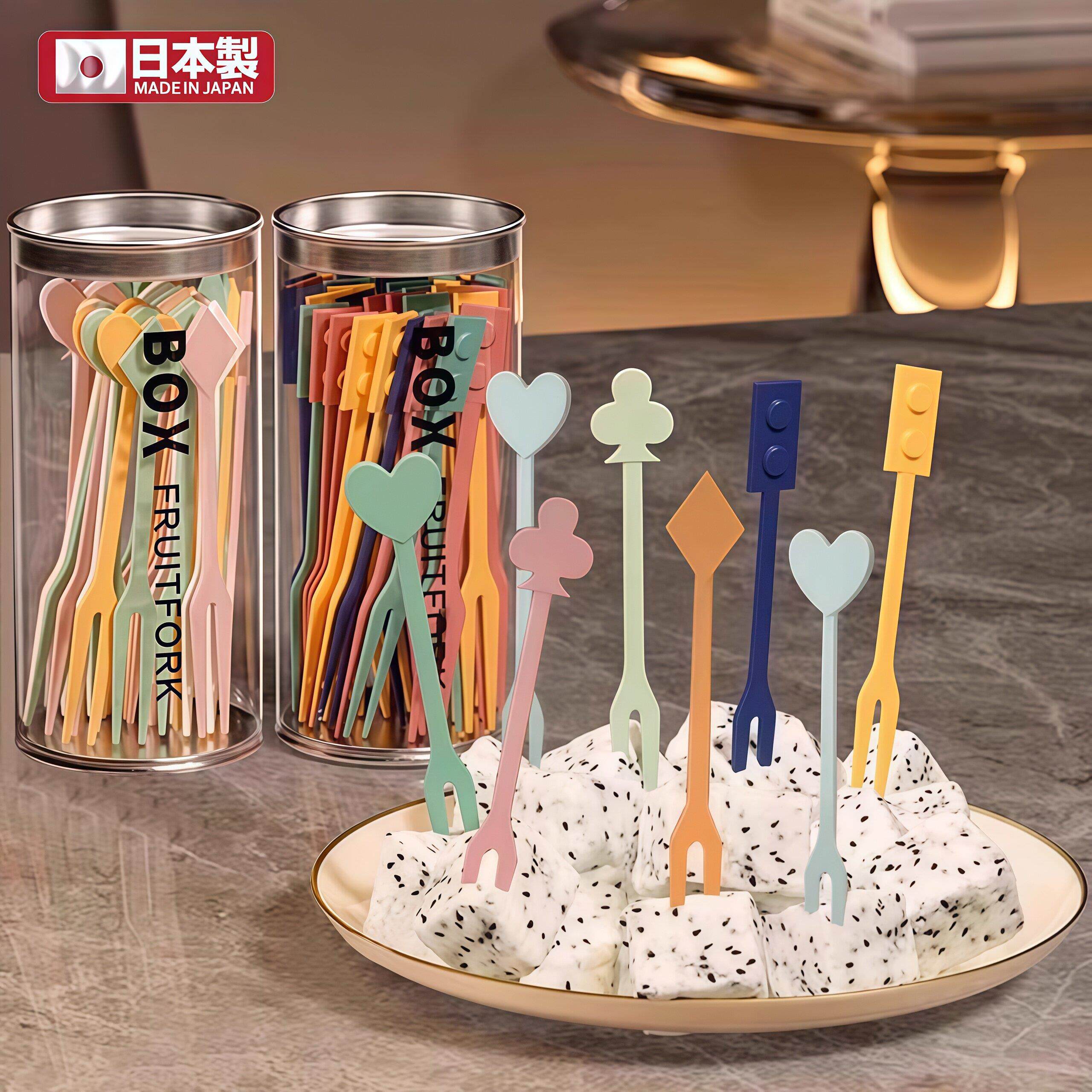 日本一次性水果叉高级感家用小叉子塑料蛋糕签甜品叉儿童宝宝果插
