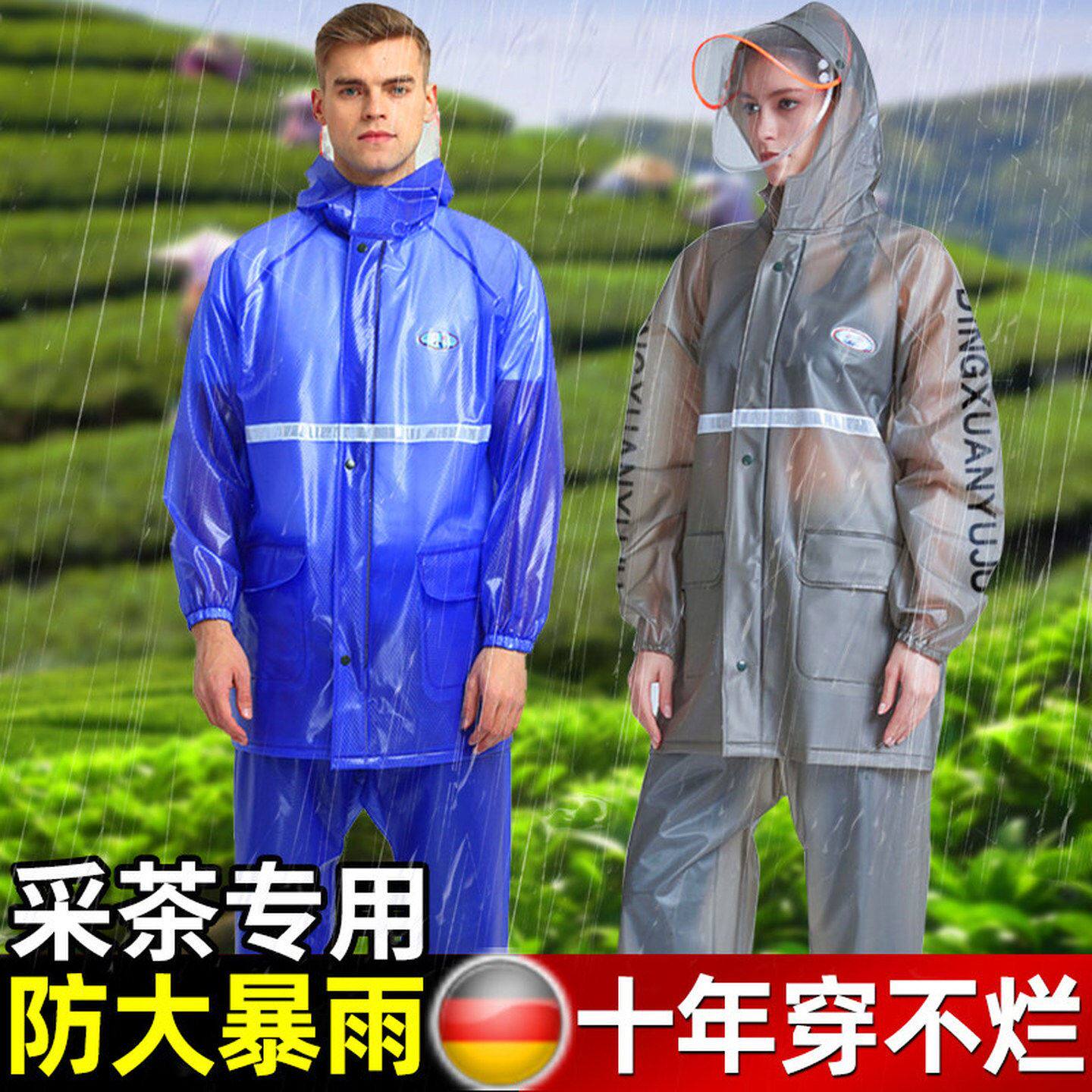 采茶专用雨衣雨裤套装女款农民干活摘茶叶加厚暴雨级防水分体雨衣