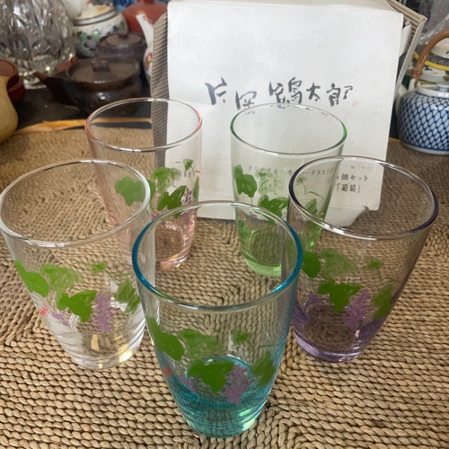 特价 日本制 片岡鹤太郎 玻璃杯 5只装 全新未使用品 #568