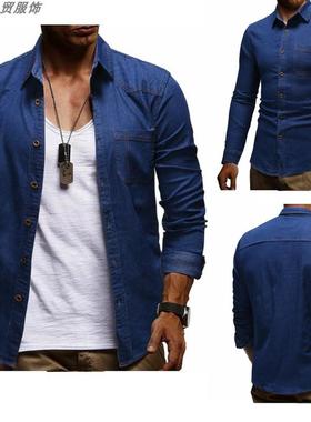 shirts for men longsleeve autumn clothing denim shirt coat