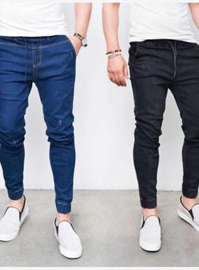 trousers for men jeans牛仔裤男 jogger pants 紧身小脚松紧裤