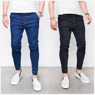 trousers for men jeans牛仔裤男 jogger pants 紧身小脚松紧裤