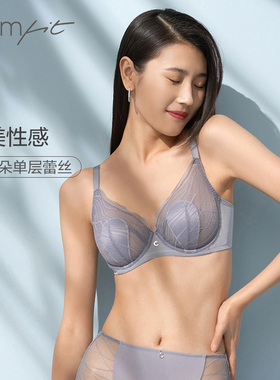 Comfit超薄款文胸单层蕾丝内衣大胸显小胸兔耳朵大码胸罩CB00131