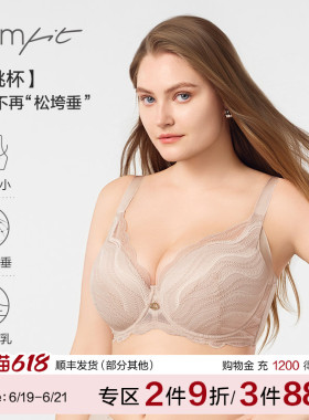 【蕾丝纤桃杯】Comfit大胸显小内衣女大码收副乳调整文胸CBW0177