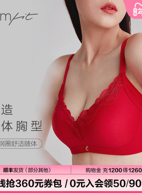 【舒挺杯】Comfit无钢圈内衣女大胸显小大码调整型红色文胸CB0929