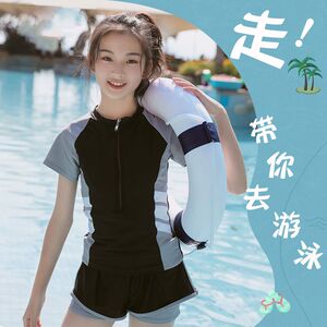 儿童泳衣女童洋气新款女小中大童分体泳装新款女孩游泳衣温泉泳装
