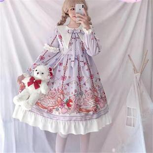 原创洛丽塔裙子日系洋装软妹春夏猫咪聚会lolita连衣裙OP长袖裙女