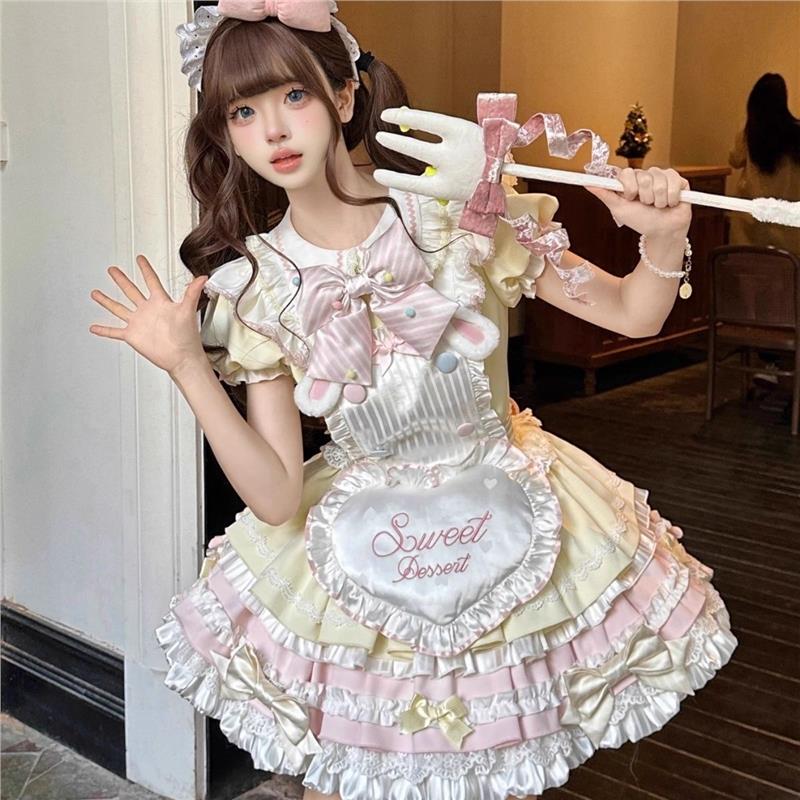 Lolita甜兔萌厨双层毛球连衣裙