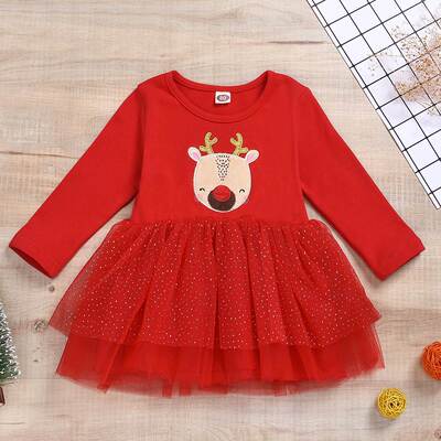 2021 autumn new baby children's christmas winter dress连