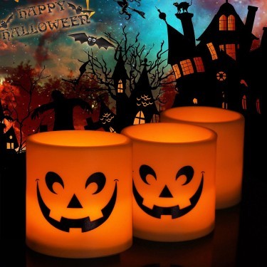 Flameless LED Candle Light Halloween Pumpkin Xmas Decor