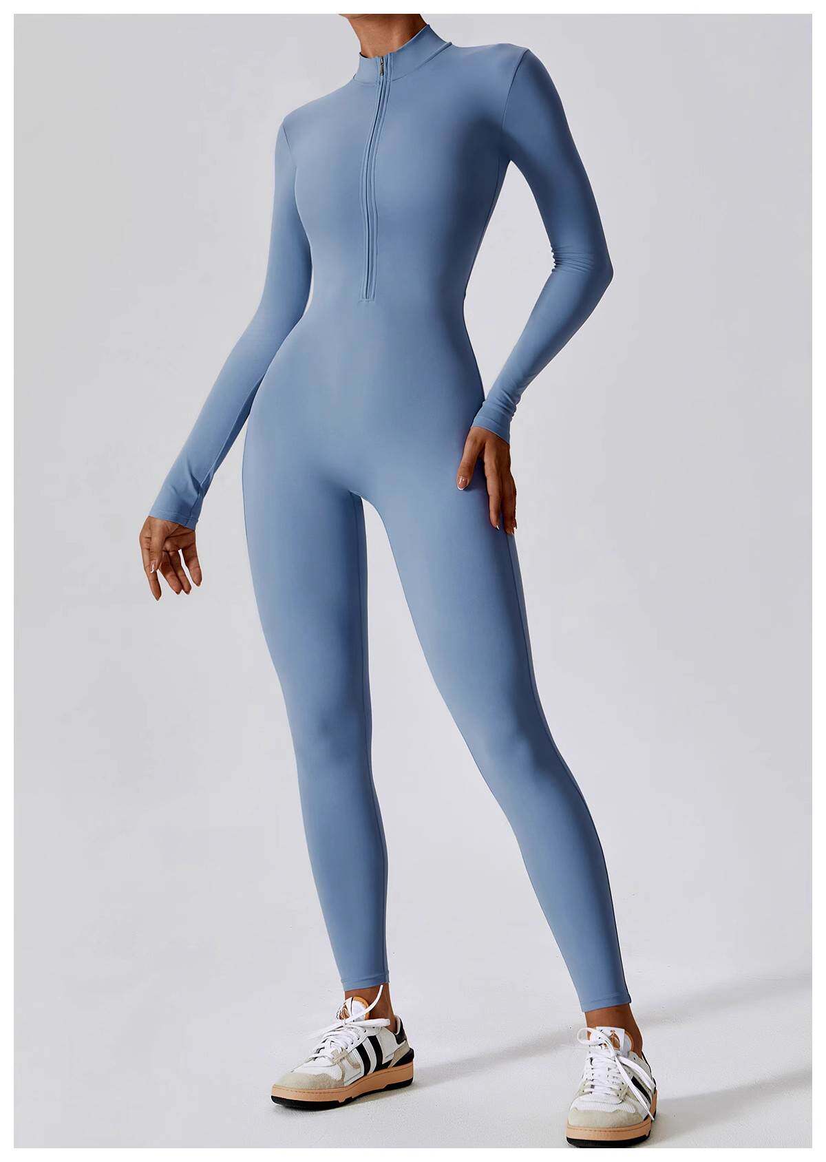 Zipper Nude Long Sleeve YogaBoilersuit拉链裸感长袖瑜伽连体服