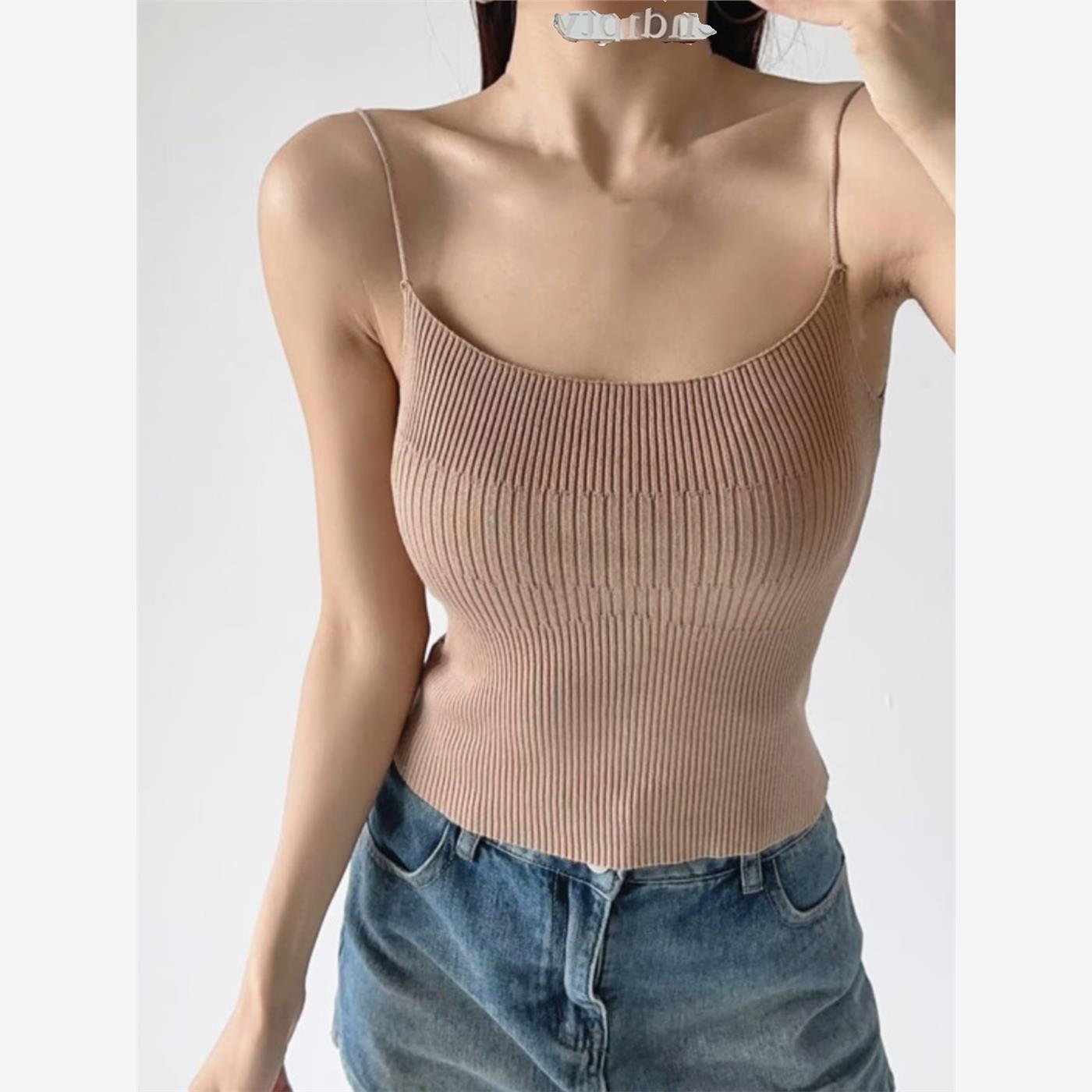 夏季新纯色针织背心妇女