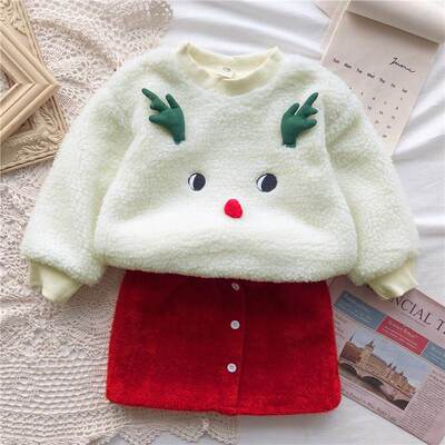 christmas suit skirt winter girl baby skirt two piece set
