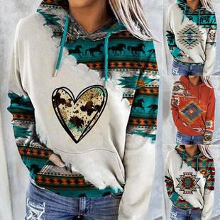 women hoodies blouse size tops print casual Autumn Plus 2022