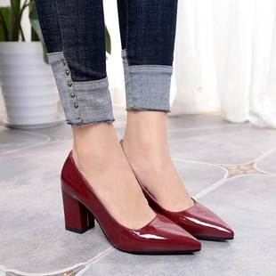 2019 women high heel shoes big size 43 leather shoes高跟女鞋