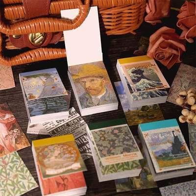 50 Sheets Vintage Washi Stickers Book Artist Van Gogh Monet