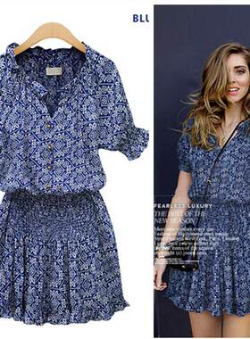 Summer Dress Women 2019 Mandarin Collar Woman Dress V-Neck