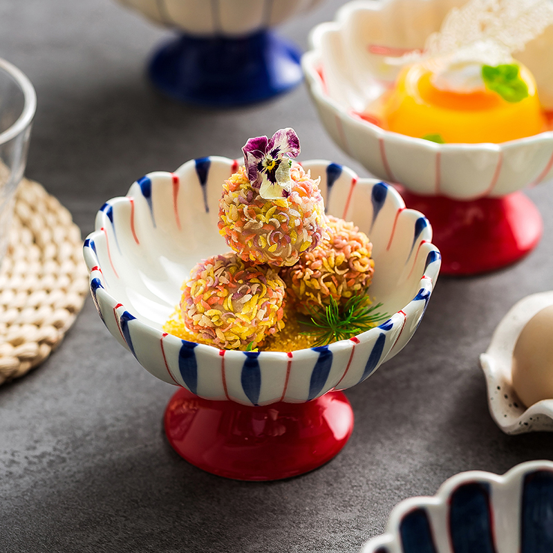 造器点心盘陶瓷高脚甜品碗小菜碗