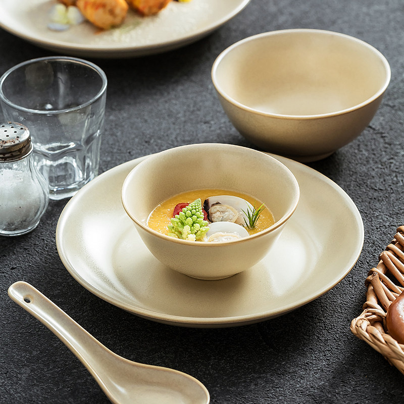 造器陶瓷碗碟米饭碗盘子商用高级感酒店摆台四件套一人食餐具套装,餐饮具,酒店餐具,淘宝优惠券,粉丝福利购,淘宝优惠卷