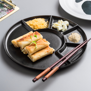 创意日式 饺子盘子家用带醋碟专用陶瓷2023新款 分格餐盘餐具凉菜盘