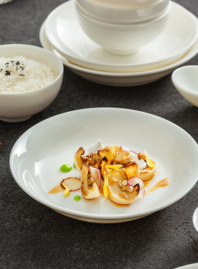 德化中国白羊脂玉餐具特别好看的高级漂亮的新家白色陶瓷盘子菜盘