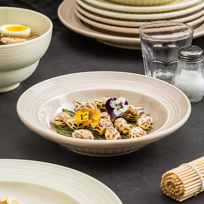 造器奶油风陶瓷草帽盘子家用餐具菜盘高级感西餐意面盘牛排早餐盘,餐饮具,盘,淘宝优惠券,粉丝福利购,淘宝优惠卷