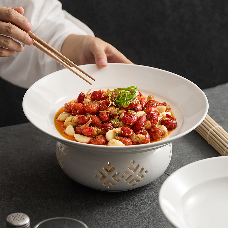 造器商用白色盘子酒店创意高级感餐具蜡烛加热明炉保温热菜盘干锅,餐饮具,盘,淘宝优惠券,粉丝福利购,淘宝优惠卷