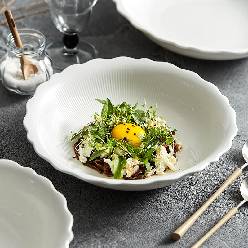 造器深盘花边型菜盘盘子