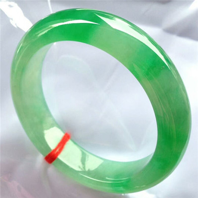 老凤玉镯冰种阳绿翡翠手镯飘绿玉镯子飘花贵妃玉手镯细款女绿玉镯