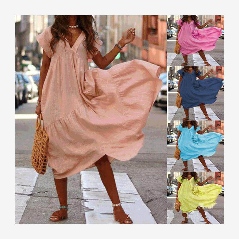 S-5XL女裙 summer loose dresses women plus causal lady skirt