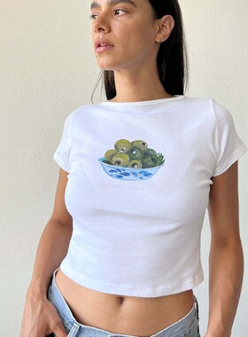 Y2k cotton short sleeved women's short sleeved T-shirt