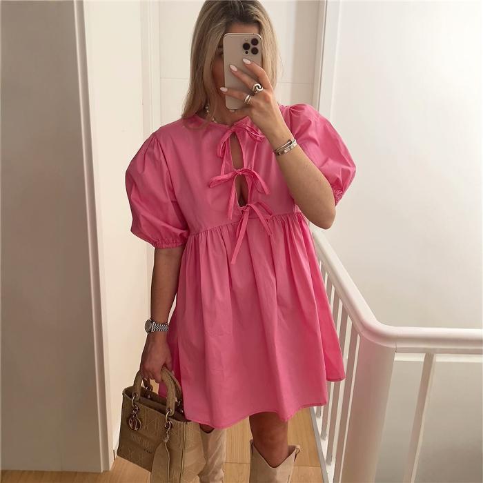 Dress欧美时尚系带泡泡