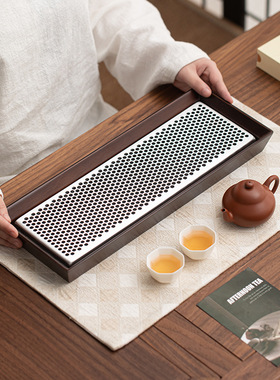 竹制干湿两用茶盘家用功夫茶具托盘中式茶海茶具双层茶台储水壶承
