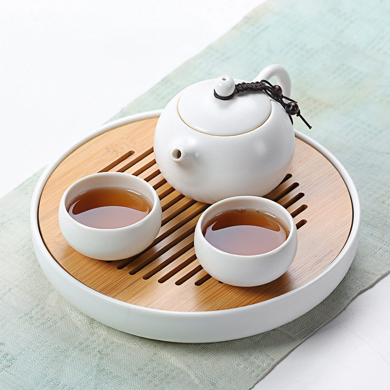 酒店茶具小套装一壶两杯日式干泡茶盘竹制整套旅行办公陶瓷茶壶杯