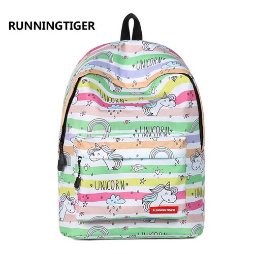 Unicorn 2018 canvas school bag school bag female backpack