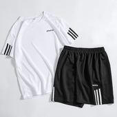 速干休闲衣健身房短袖 新款 t恤运动服 夏季 跑步服短裤 运动套装 男士