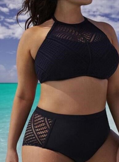 Plus Size Bikini Push Up Swimsuit Beach Swimwear high waist