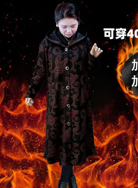 中年妈妈春秋冬装加绒外套胖太太加肥加大中老年人女装特大码上衣