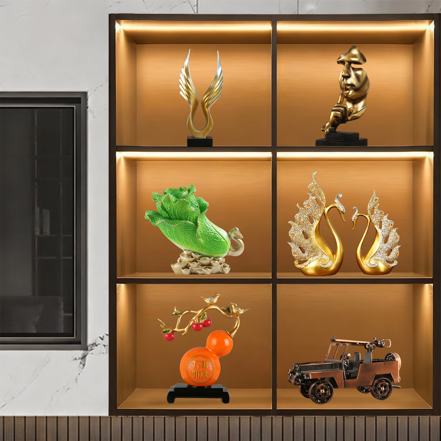 招财套餐摆件家居客厅玄关电视柜装饰工艺品办公室创意高级感摆设