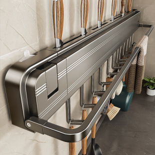 家用厨房吸盘刀架置物架多功能壁挂式免打孔刀具锅铲一体收纳架