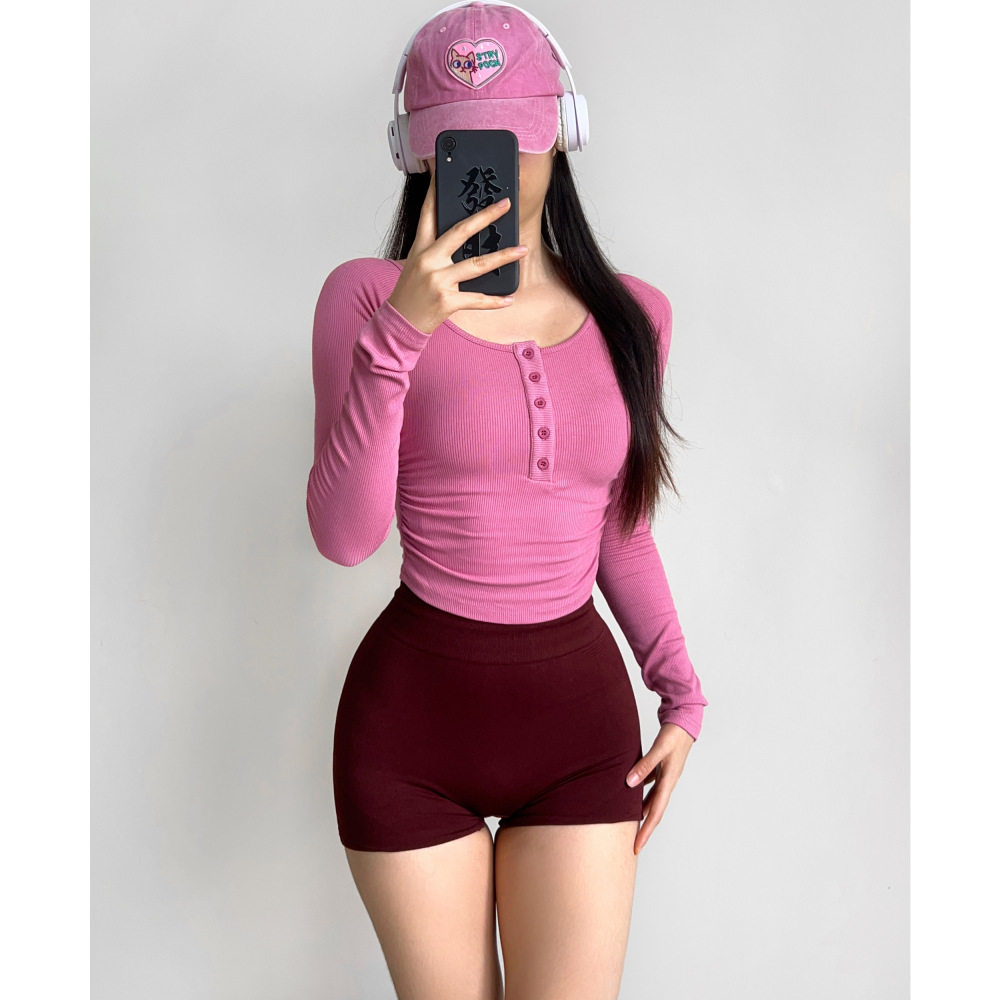 宝藏女孩侧褶皱长袖运动上衣女紧身短款露腰瑜伽服螺纹T恤健身服,运动/瑜伽/健身/球迷用品,瑜伽t恤,淘宝优惠券,粉丝福利购,淘宝优惠卷