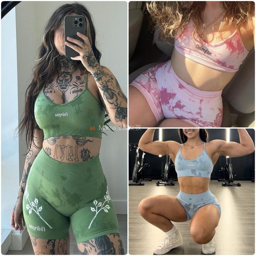 新品宝藏女孩CiVilregime经典必入彩色扎染玫瑰无缝运动健身套装